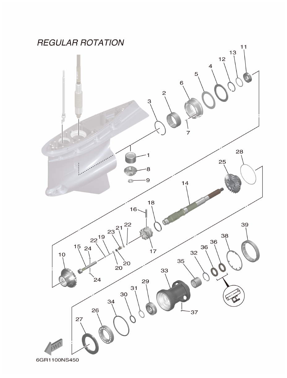 Yamaha XF425NSA2, XF425NSA7 LOWER CASING & DRIVE 2 parts diagram